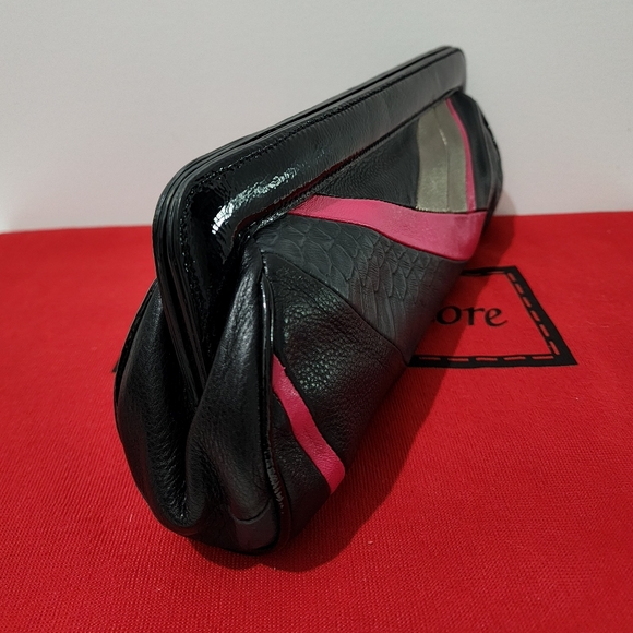 ISABELLA FIORE SUNRISE JEANNIE BLACK LEATHER HANDBAG New without Tags - Picture 3 of 8